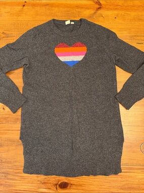 GAP Maternity Charcoal Gray Crewneck Sweater with Striped Heart
